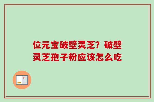 位元宝破壁灵芝?破壁灵芝孢子粉应该怎么吃 位元宝破壁灵芝?破壁灵芝孢子粉应该怎么吃