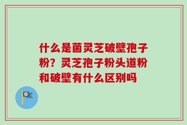 什么是菌灵芝破壁孢子粉？灵芝孢子粉头道粉和破壁有什么区别吗