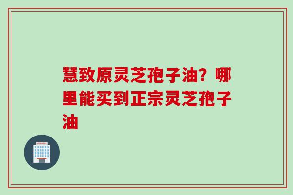 慧致原灵芝孢子油？哪里能买到正宗灵芝孢子油