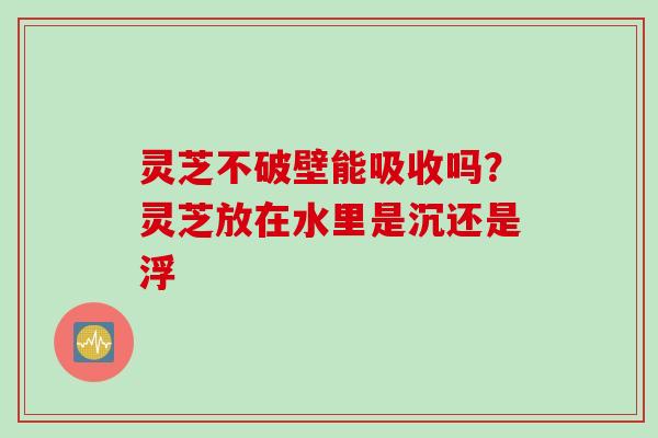 灵芝不破壁能吸收吗？灵芝放在水里是沉还是浮