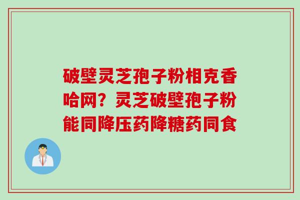 破壁灵芝孢子粉相克香哈网？灵芝破壁孢子粉能同降压药降糖药同食