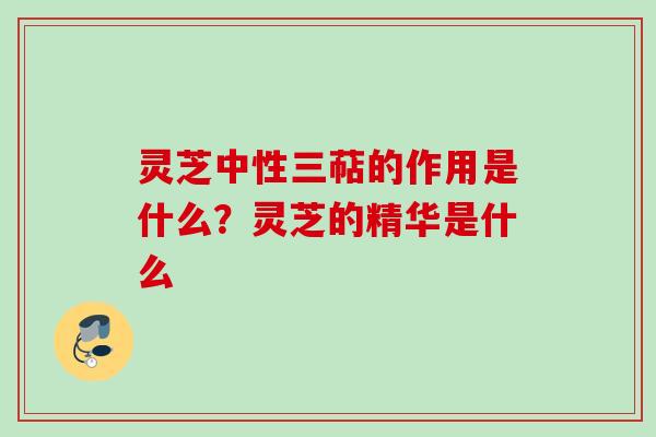 灵芝中性三萜的作用是什么？灵芝的精华是什么