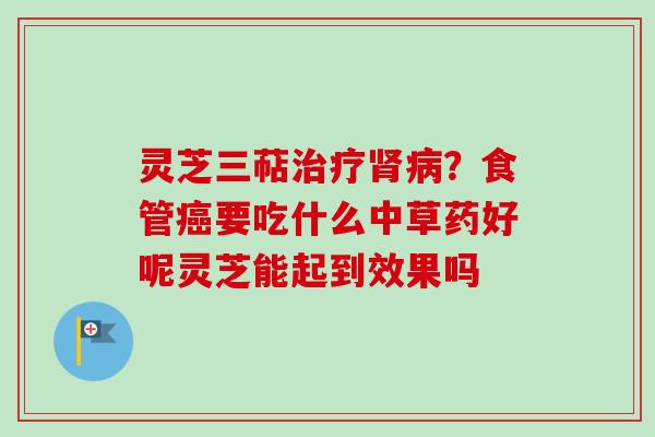 灵芝三萜治疗肾病？食管癌要吃什么中草药好呢灵芝能起到效果吗