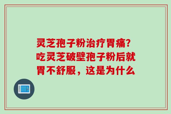 灵芝孢子粉治疗胃痛？吃灵芝破壁孢子粉后就胃不舒服，这是为什么