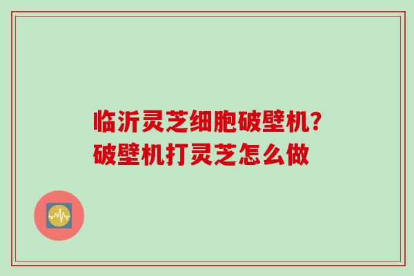 临沂灵芝细胞破壁机？破壁机打灵芝怎么做