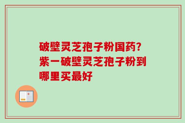 破壁灵芝孢子粉国药？紫一破壁灵芝孢子粉到哪里买最好