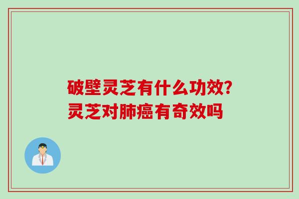 破壁灵芝有什么功效？灵芝对肺癌有奇效吗