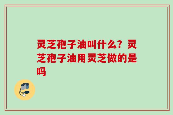 灵芝孢子油叫什么？灵芝孢子油用灵芝做的是吗