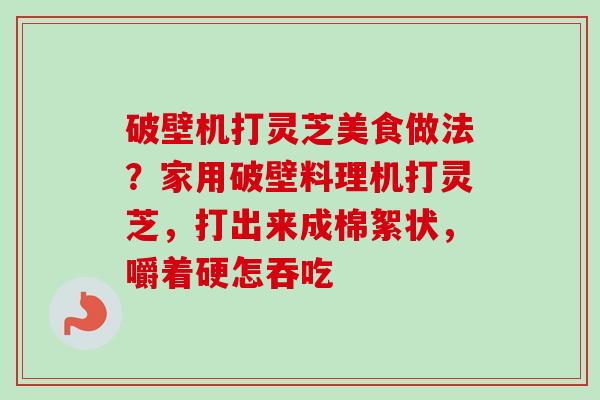 破壁机打灵芝美食做法？家用破壁料理机打灵芝，打出来成棉絮状，嚼着硬怎吞吃