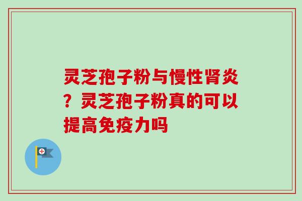 灵芝孢子粉与慢性肾炎？灵芝孢子粉真的可以提高免疫力吗