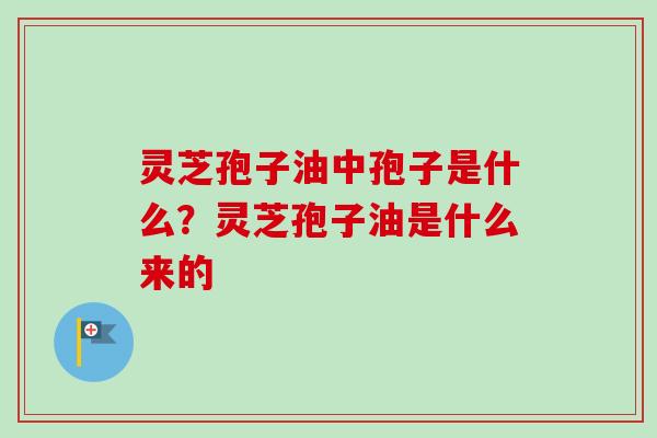 灵芝孢子油中孢子是什么？灵芝孢子油是什么来的