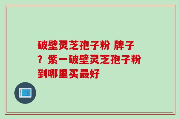 破壁灵芝孢子粉 牌子？紫一破壁灵芝孢子粉到哪里买最好