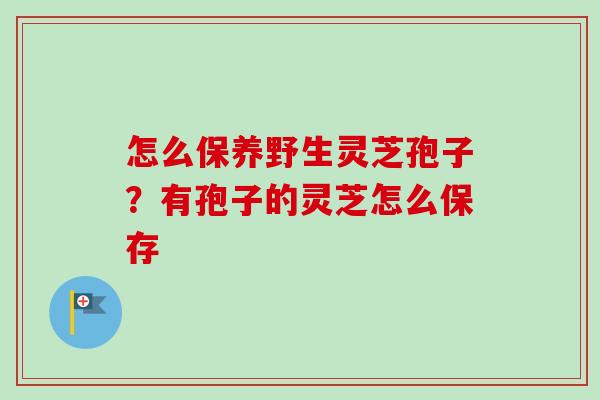 怎么保养野生灵芝孢子？有孢子的灵芝怎么保存
