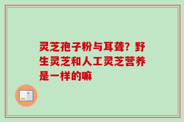 灵芝孢子粉与耳聋？野生灵芝和人工灵芝营养是一样的嘛