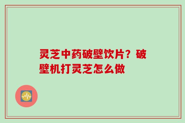 灵芝中药破壁饮片？破壁机打灵芝怎么做