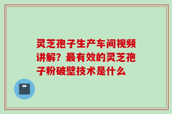 灵芝孢子生产车间视频讲解？最有效的灵芝孢子粉破壁技术是什么