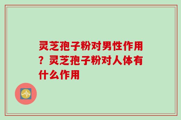 灵芝孢子粉对男性作用？灵芝孢子粉对人体有什么作用