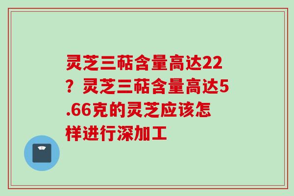 灵芝三萜含量高达22？灵芝三萜含量高达5.66克的灵芝应该怎样进行深加工