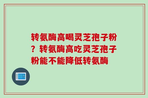 转氨酶高喝灵芝孢子粉?转氨酶高吃灵芝孢子粉能不能降低转氨酶 转氨酶高喝灵芝孢子粉?转氨酶高吃灵芝孢子粉能不能降低转氨酶