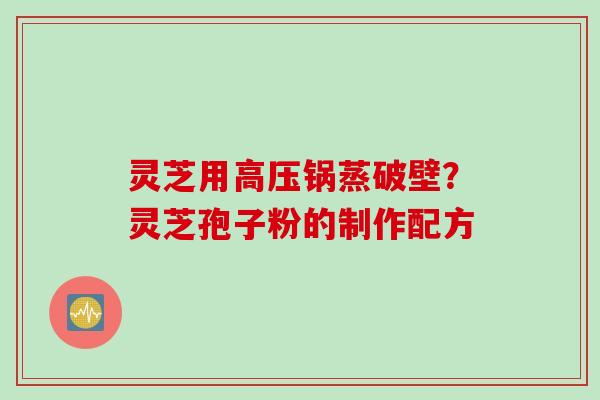 灵芝用高压锅蒸破壁？灵芝孢子粉的制作配方