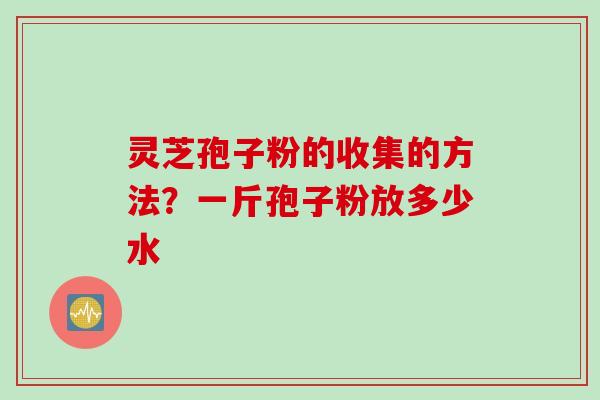 灵芝孢子粉的收集的方法？一斤孢子粉放多少水