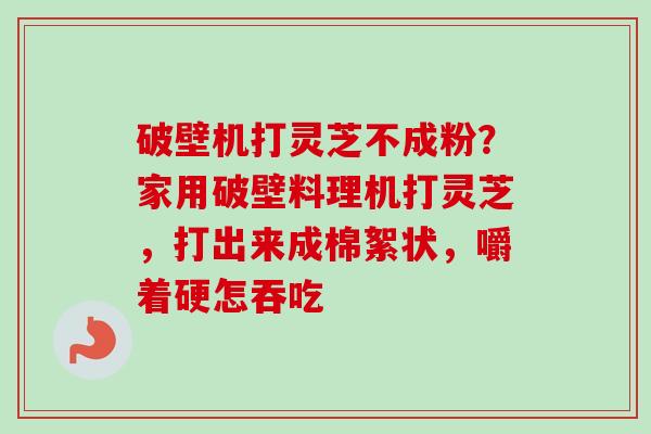 破壁机打灵芝不成粉？家用破壁料理机打灵芝，打出来成棉絮状，嚼着硬怎吞吃