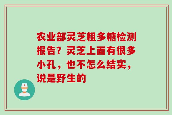 农业部灵芝粗多糖检测报告？灵芝上面有很多小孔，也不怎么结实，说是野生的