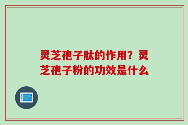 灵芝孢子肽的作用？灵芝孢子粉的功效是什么