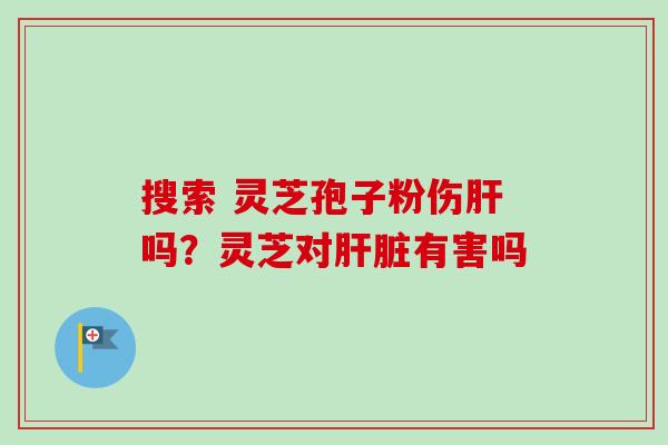 搜索 灵芝孢子粉伤肝吗？灵芝对肝脏有害吗
