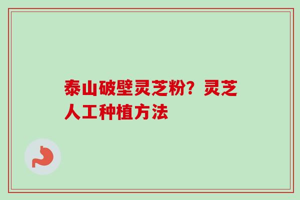 泰山破壁灵芝粉？灵芝人工种植方法