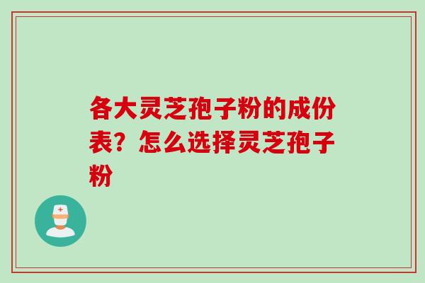 各大灵芝孢子粉的成份表？怎么选择灵芝孢子粉