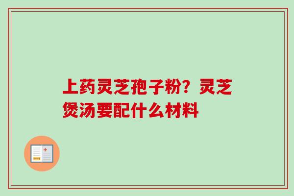 上药灵芝孢子粉？灵芝煲汤要配什么材料