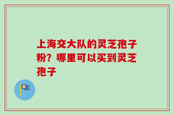 上海交大队的灵芝孢子粉？哪里可以买到灵芝孢子