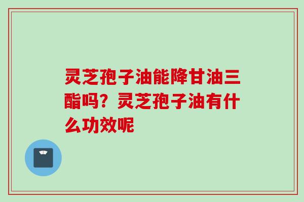 灵芝孢子油能降甘油三酯吗？灵芝孢子油有什么功效呢