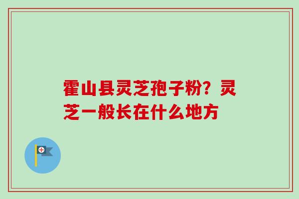 霍山县灵芝孢子粉？灵芝一般长在什么地方