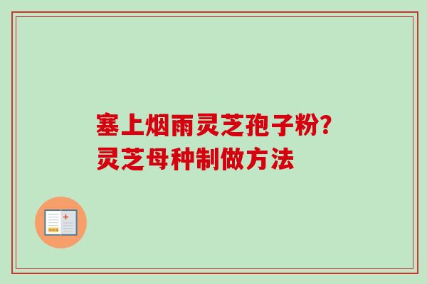 塞上烟雨灵芝孢子粉？灵芝母种制做方法