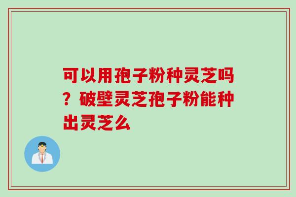 可以用孢子粉种灵芝吗？破壁灵芝孢子粉能种出灵芝么