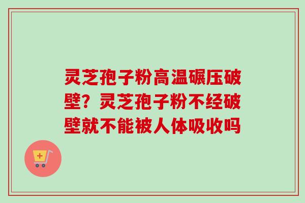 灵芝孢子粉高温碾压破壁？灵芝孢子粉不经破壁就不能被人体吸收吗