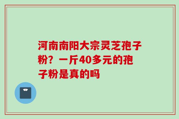 河南南阳大宗灵芝孢子粉？一斤40多元的孢子粉是真的吗
