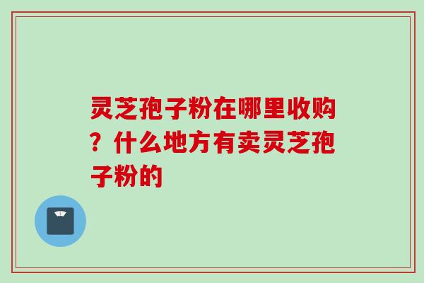灵芝孢子粉在哪里收购？什么地方有卖灵芝孢子粉的