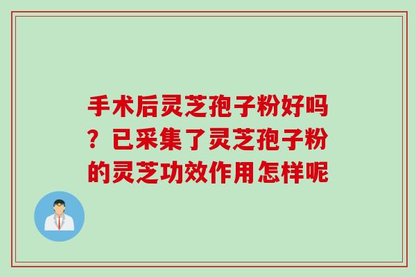手术后灵芝孢子粉好吗？已采集了灵芝孢子粉的灵芝功效作用怎样呢