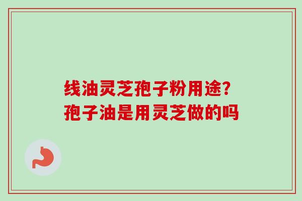 线油灵芝孢子粉用途？孢子油是用灵芝做的吗