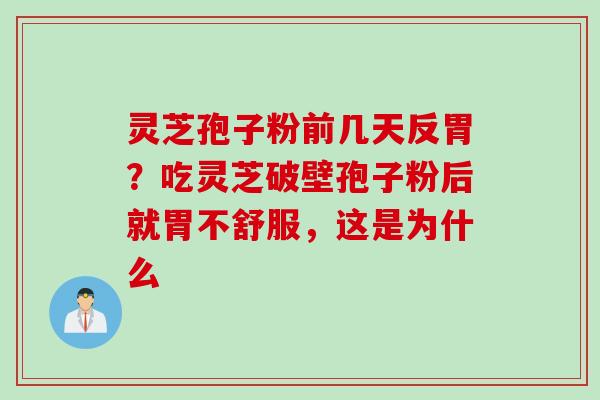 灵芝孢子粉前几天反胃?吃灵芝破壁孢子粉后就胃不舒服,这是为什么 灵芝孢子粉前几天反胃?吃灵芝破壁孢子粉后就胃不舒服,这是为什么