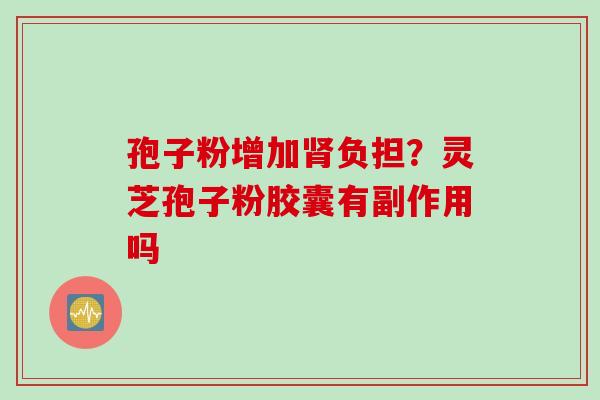 孢子粉增加肾负担？灵芝孢子粉胶囊有副作用吗