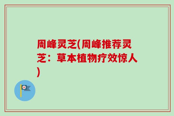 周峰灵芝(周峰推荐灵芝：草本植物疗效惊人)