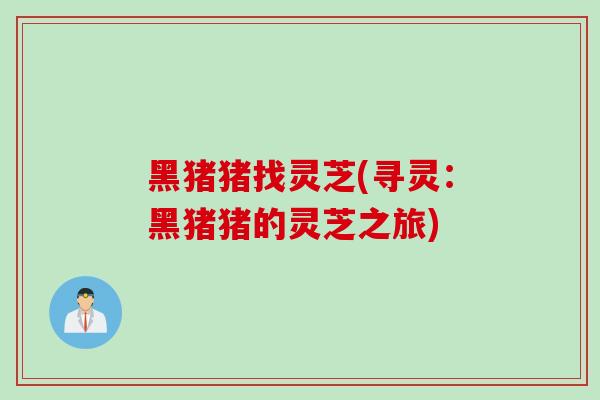 黑猪猪找灵芝(寻灵：黑猪猪的灵芝之旅)