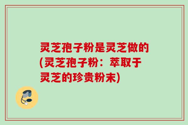 灵芝孢子粉是灵芝做的(灵芝孢子粉：萃取于灵芝的珍贵粉末)