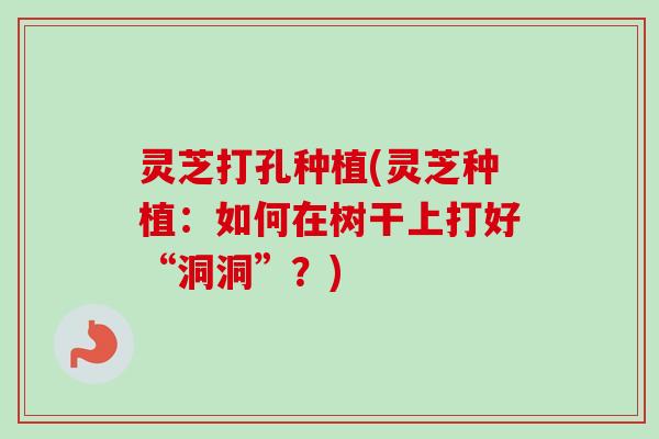 灵芝打孔种植(灵芝种植:如何在树干上打好“洞洞”?) 灵芝打孔种植(灵芝种植:如何在树干上打好“洞洞”?)