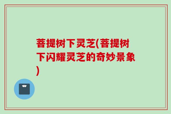 菩提树下灵芝(菩提树下闪耀灵芝的奇妙景象) 菩提树下灵芝(菩提树下闪耀灵芝的奇妙景象)