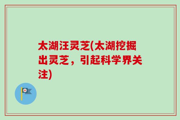 太湖汪灵芝(太湖挖掘出灵芝,引起科学界关注) 太湖汪灵芝(太湖挖掘出灵芝,引起科学界关注)